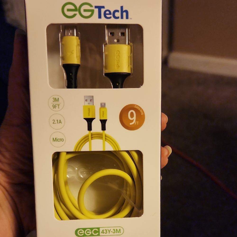 Yellow Micro USB Cable 9ft - Picture 2 of 3